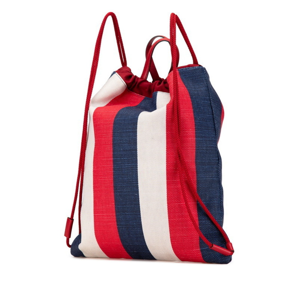 Gucci Drawstring Canvas Leather Backpack Red Whit… - image 2